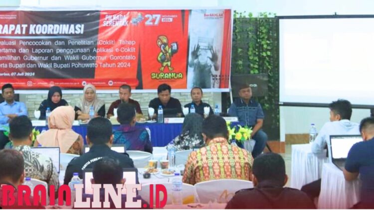 KPU Pohuwato Gelar Rapat Koordinasi Evaluasi Coklit dan E-Coklit Pilkada 2024